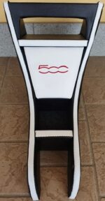 Portaradio in ecopelle nero con bordo bianco Fiat 500 E RICAMO