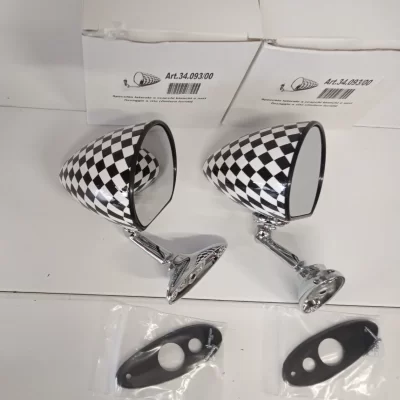 SPECCHIETTI A GOCCIA a SCACCHI FIAT 500 EPOCA – ATTACCO FORI CARROZZERIA-